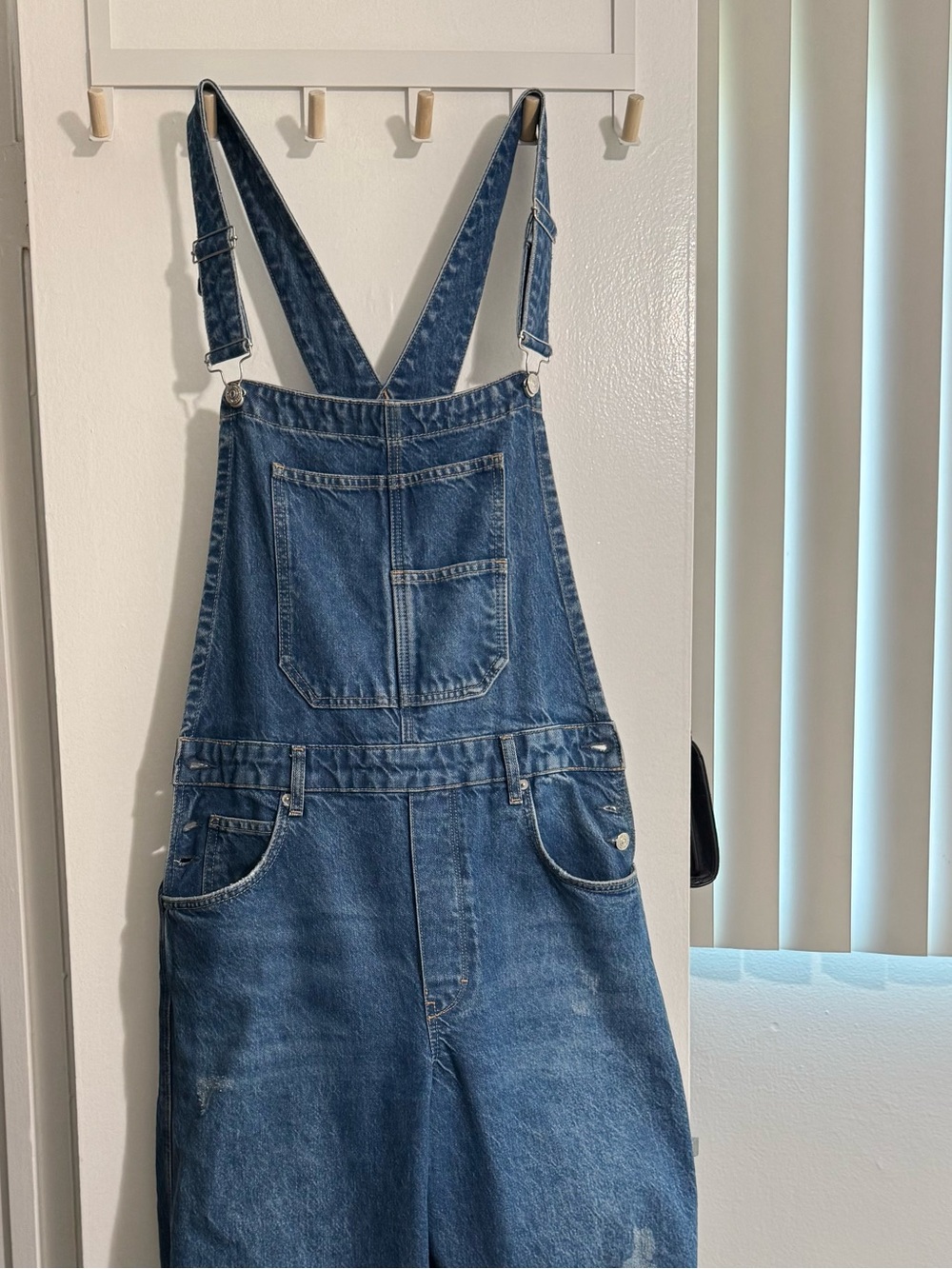 We The Free dark blue denim jumpsuit with contrast stitching